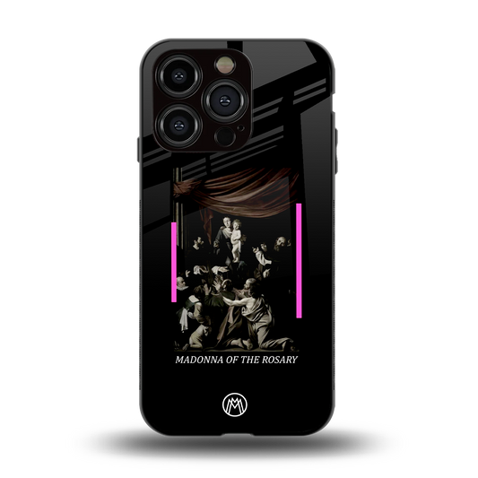 rosary icon back phone cover | glass case for iphone 15 pro