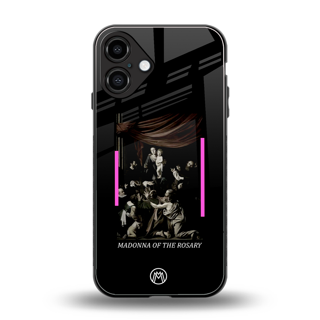 rosary icon back phone cover | glass case for iphone 16 plus