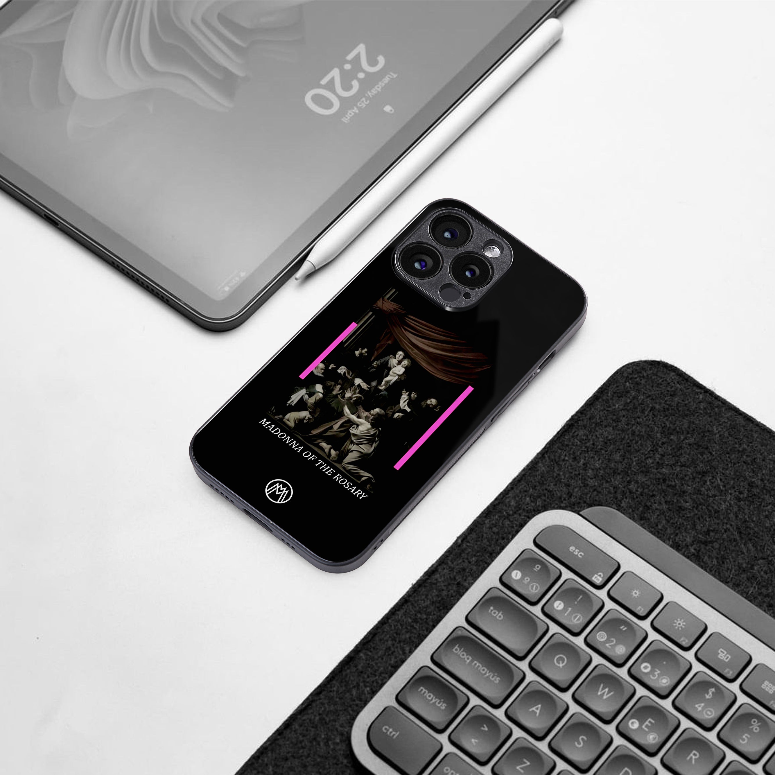 rosary icon back phone cover | glass case for iphone 15 pro max