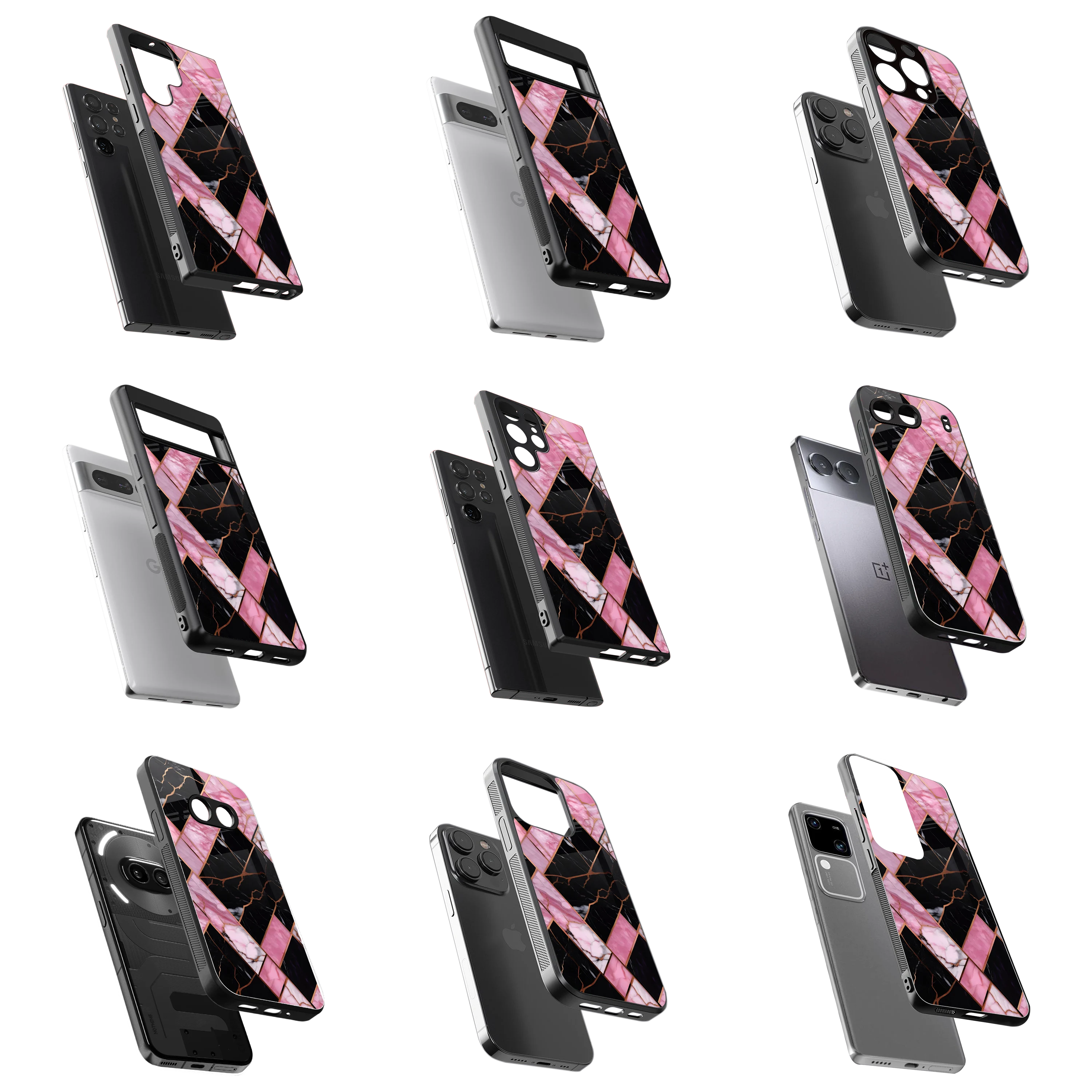 Durable Glass Back Mobile Case for iPhone, Samsung, OnePlus, Google Pixel, Redmi, Vivo, Oppo
