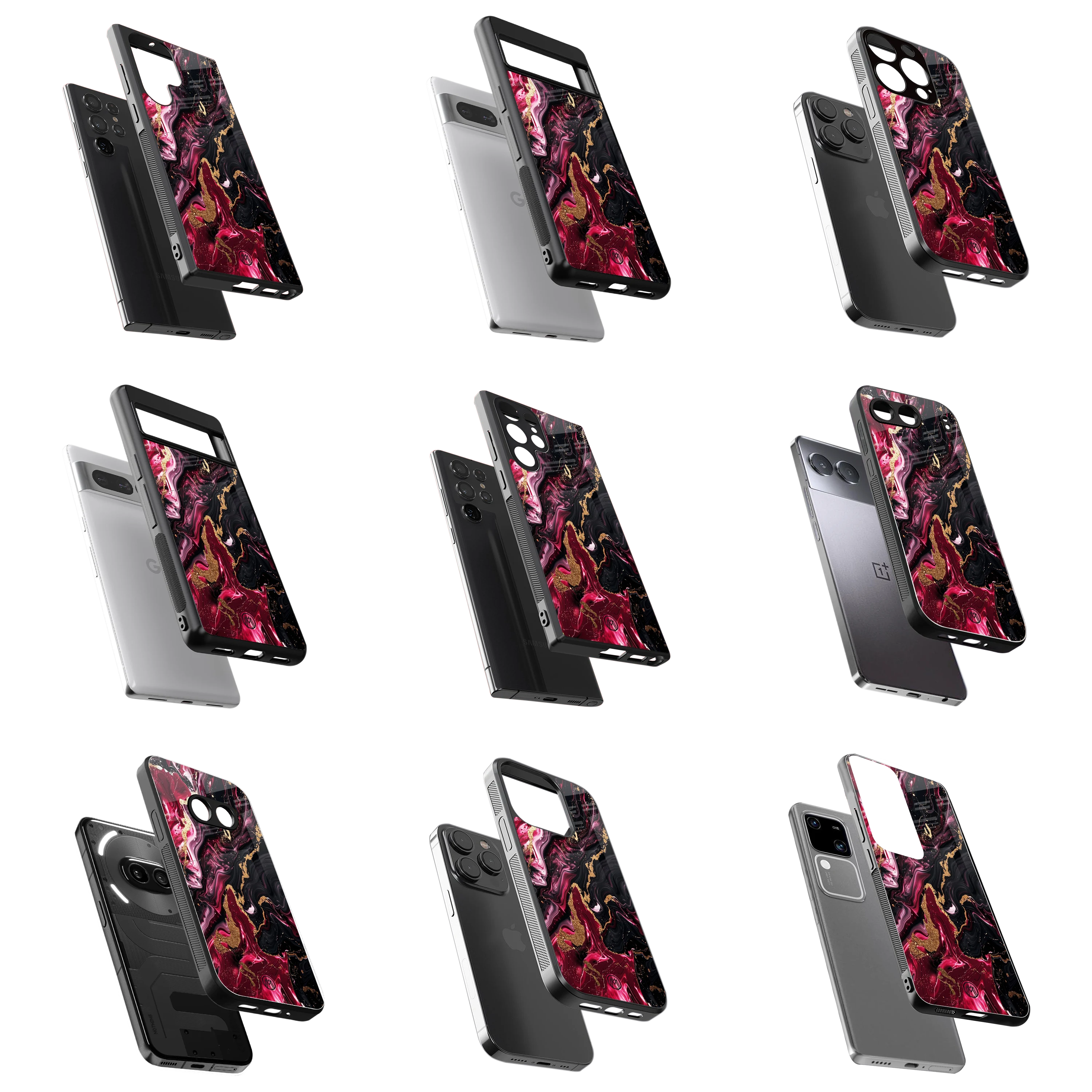 Durable Glass Back Mobile Case for iPhone, Samsung, OnePlus, Google Pixel, Redmi, Vivo, Oppo