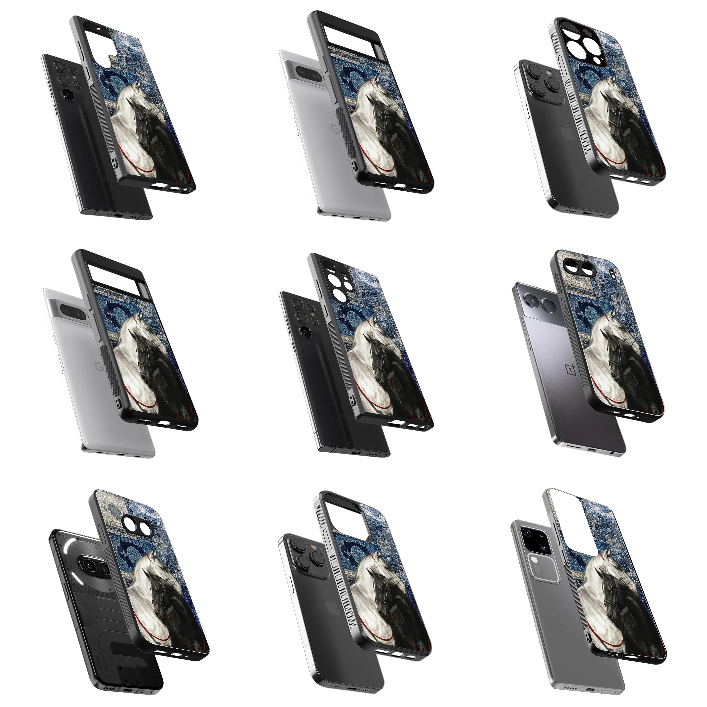 Durable Glass Back Mobile Case for iPhone, Samsung, OnePlus, Google Pixel, Redmi, Vivo, Oppo