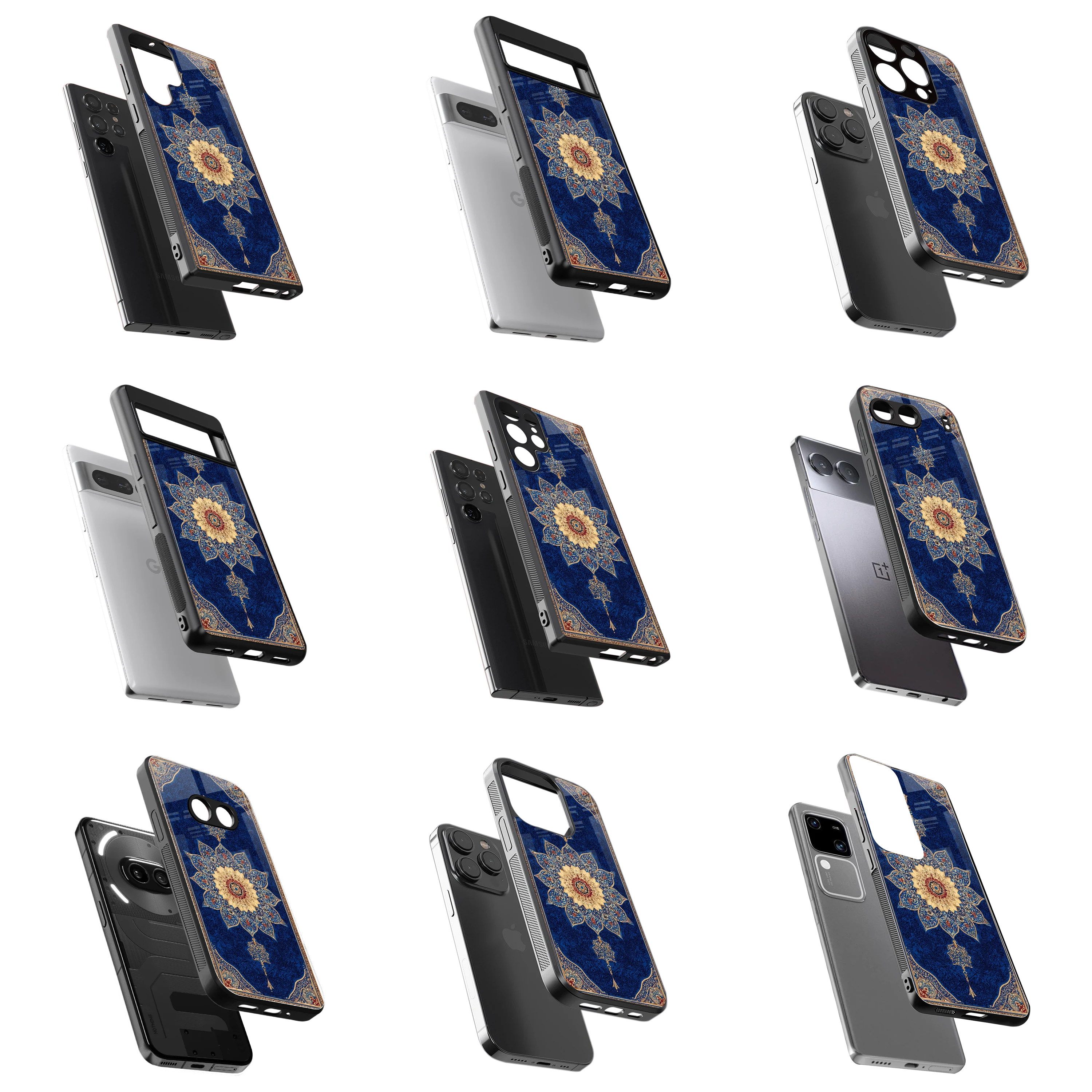 Durable Glass Back Mobile Case for iPhone, Samsung, OnePlus, Google Pixel, Redmi, Vivo, Oppo