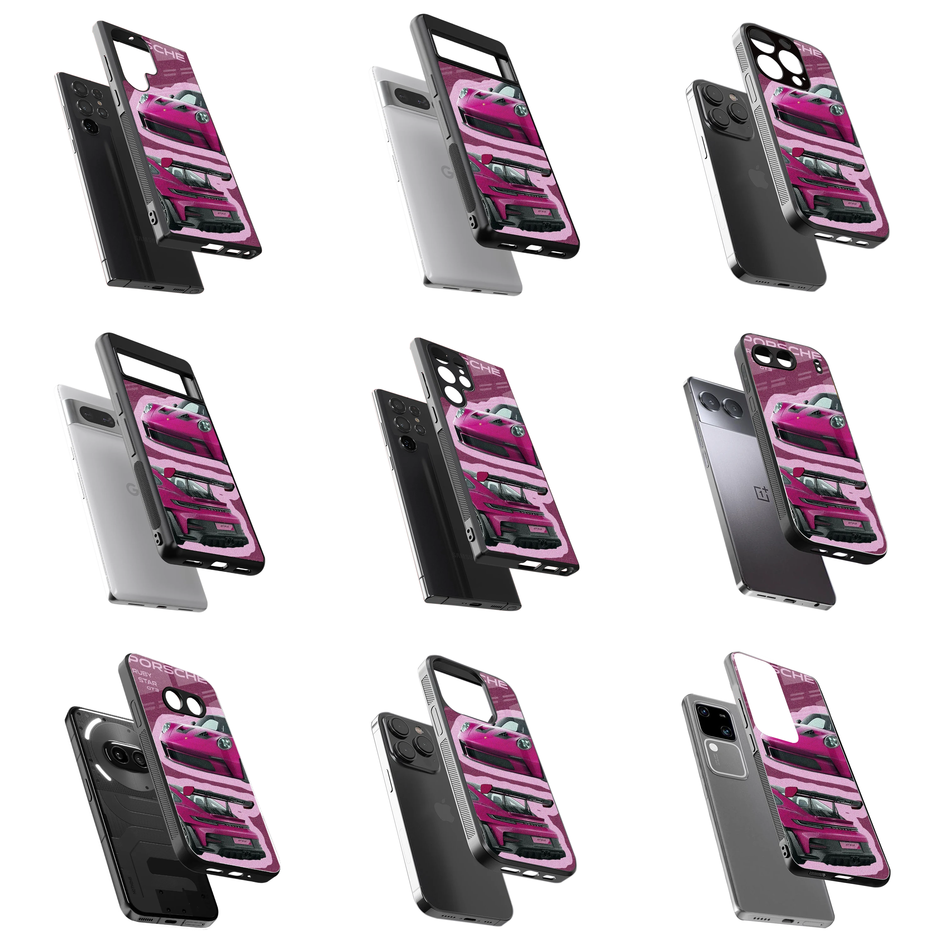 Durable Glass Back Mobile Case for iPhone, Samsung, OnePlus, Google Pixel, Redmi, Vivo, Oppo
