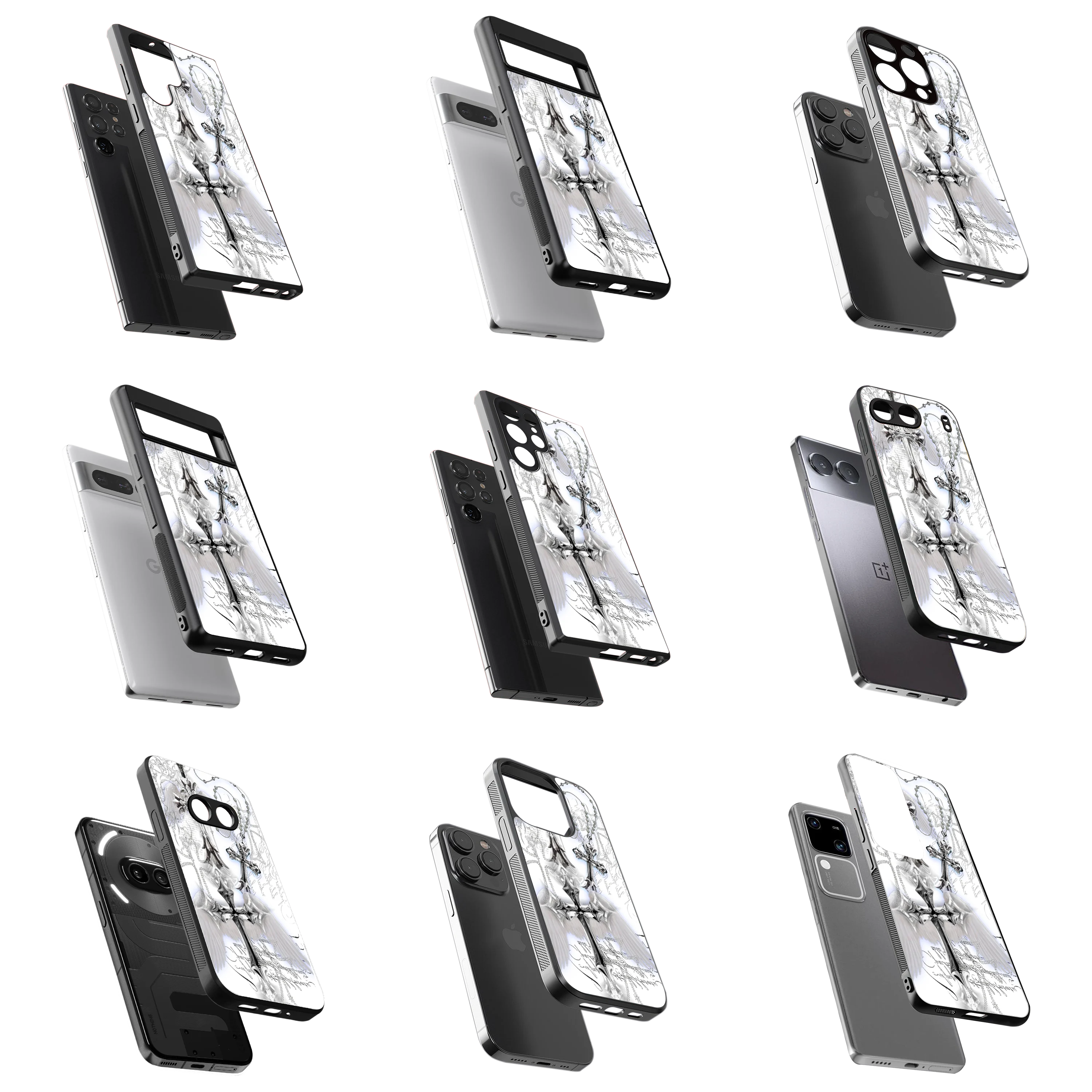 Durable Glass Back Mobile Case for iPhone, Samsung, OnePlus, Google Pixel, Redmi, Vivo, Oppo