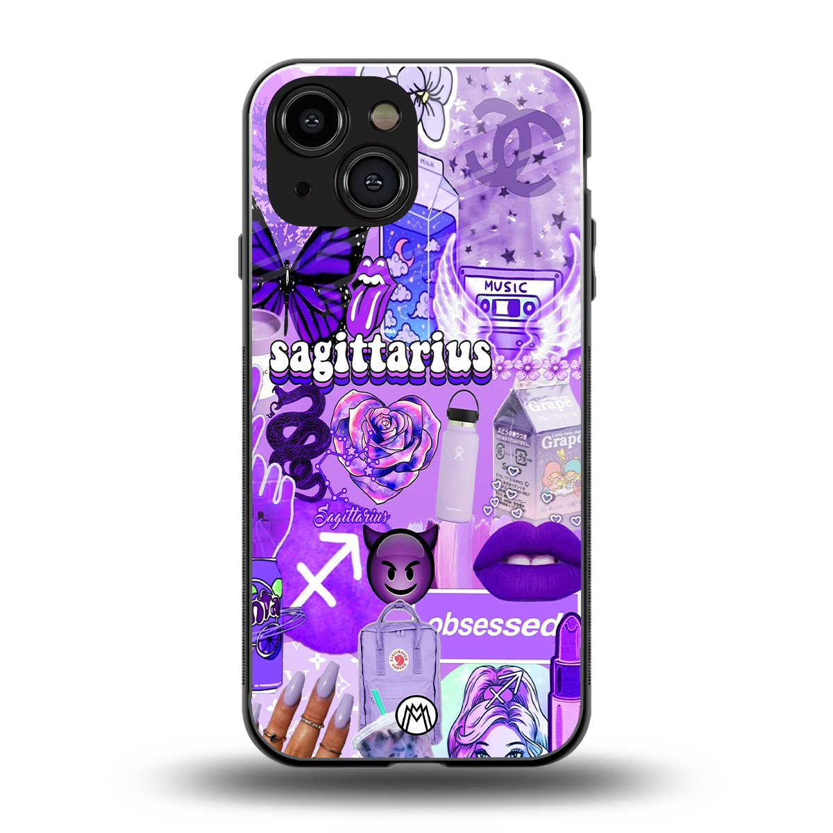 sagittarius aesthetic collage back phone cover | glass case for iphone 13 mini