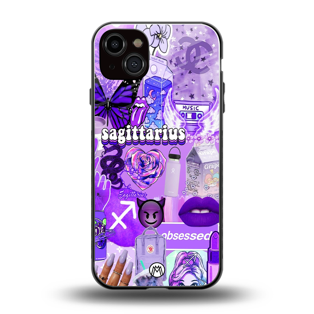 sagittarius aesthetic collage back phone cover | glass case for iphone 15 plus