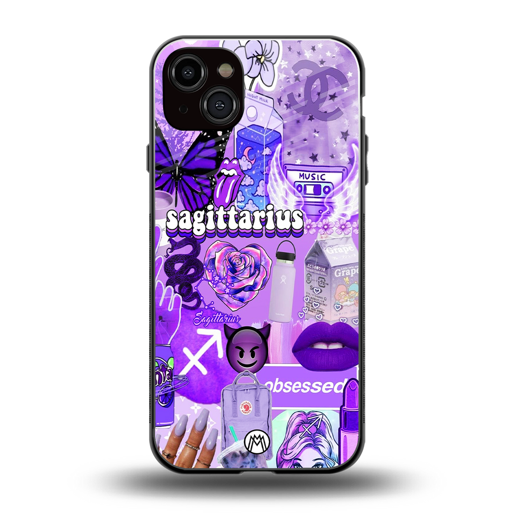 sagittarius aesthetic collage back phone cover | glass case for iphone 14 plus
