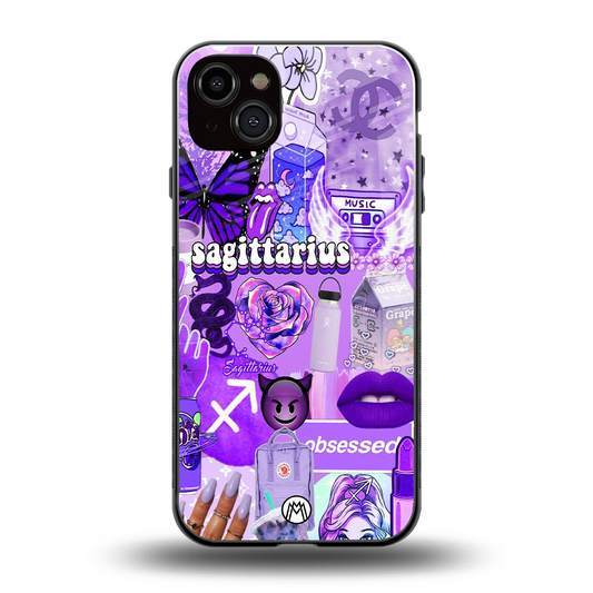 sagittarius aesthetic collage back phone cover | glass case for iphone 14 plus