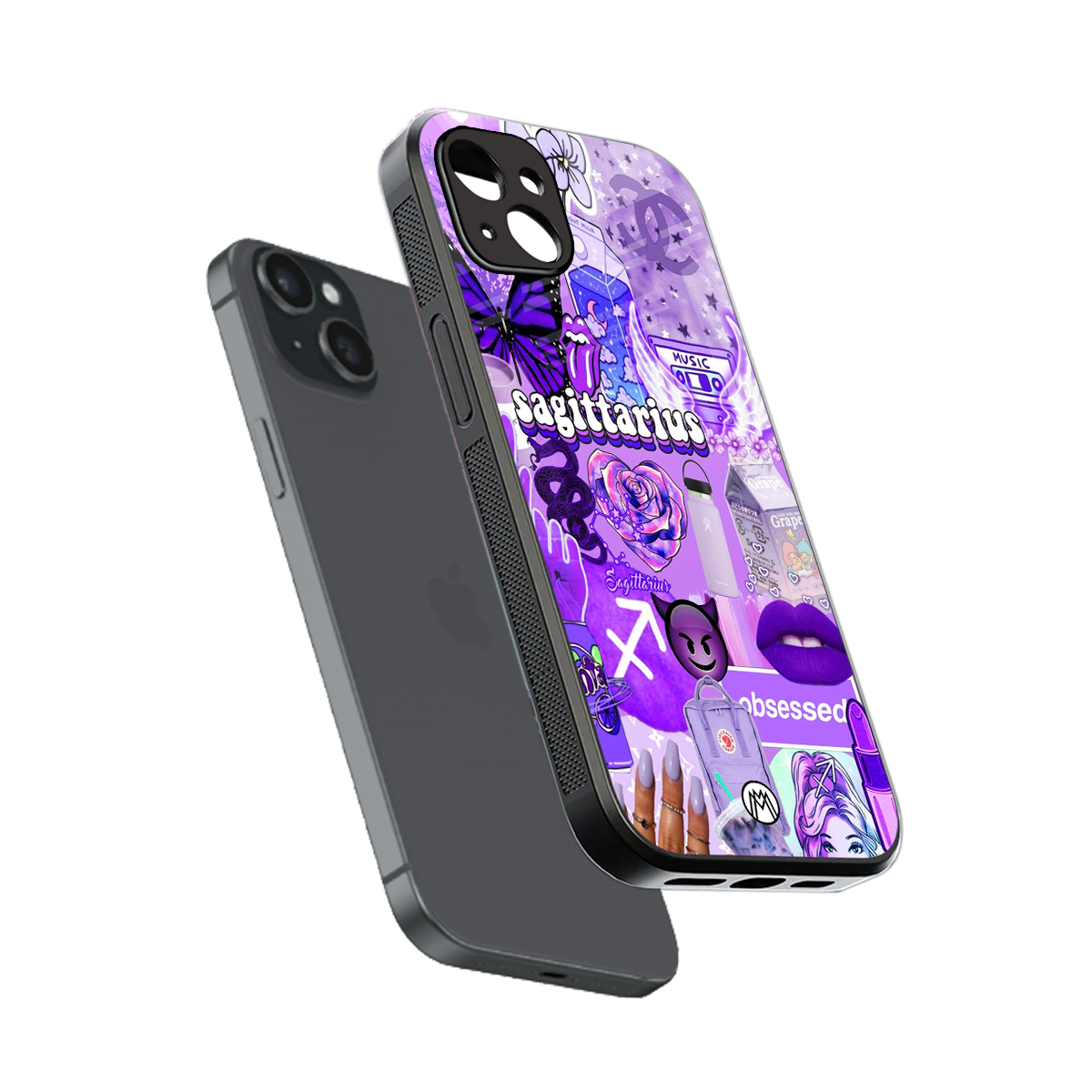sagittarius aesthetic collage back phone cover | glass case for iphone 15 plus