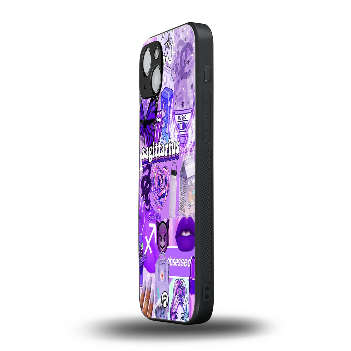 sagittarius aesthetic collage back phone cover | glass case for iphone 15 plus