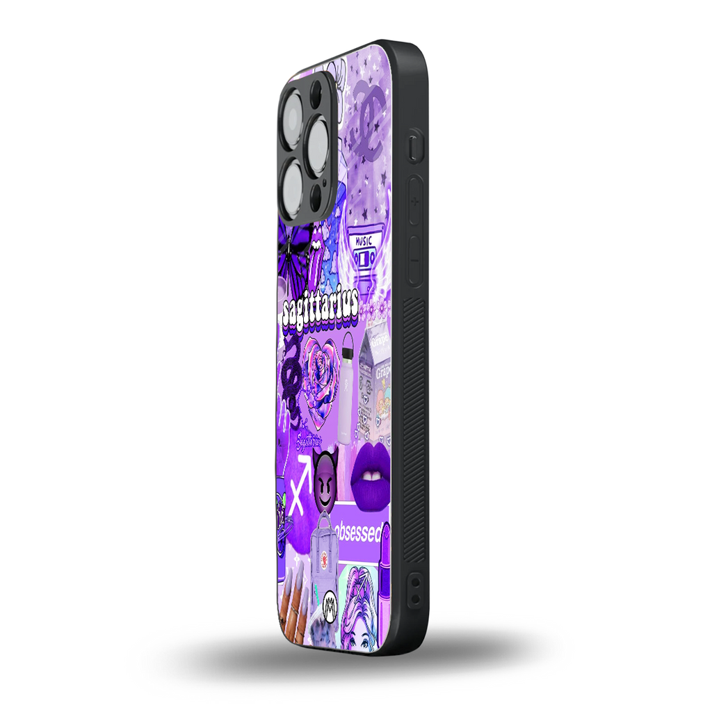sagittarius aesthetic collage back phone cover | glass case for iphone 14 pro max