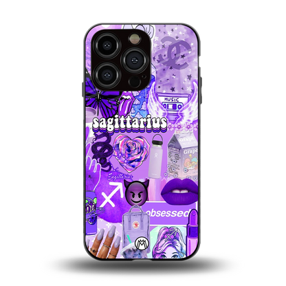 sagittarius aesthetic collage back phone cover | glass case for iphone 14 pro