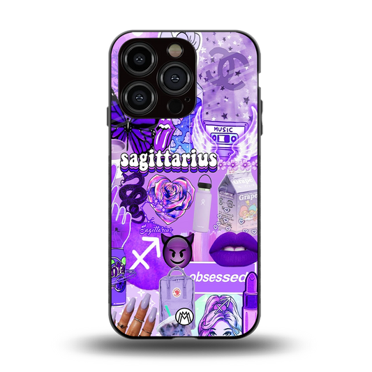sagittarius aesthetic collage back phone cover | glass case for iphone 14 pro