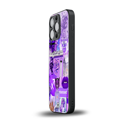 sagittarius aesthetic collage back phone cover | glass case for iphone 14 pro