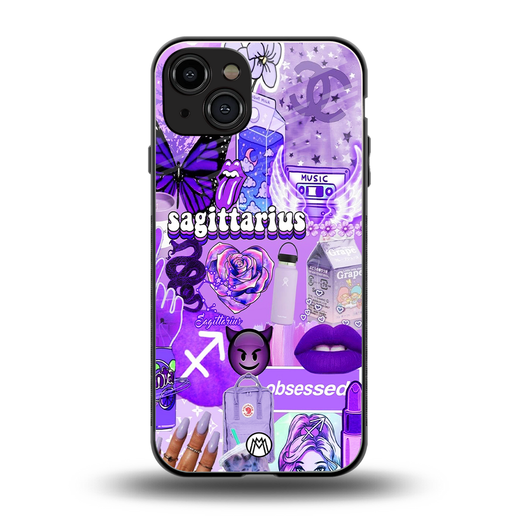 sagittarius aesthetic collage back phone cover | glass case for iphone 15