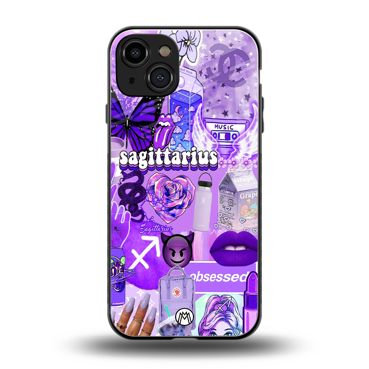 sagittarius aesthetic collage back phone cover | glass case for iphone 15