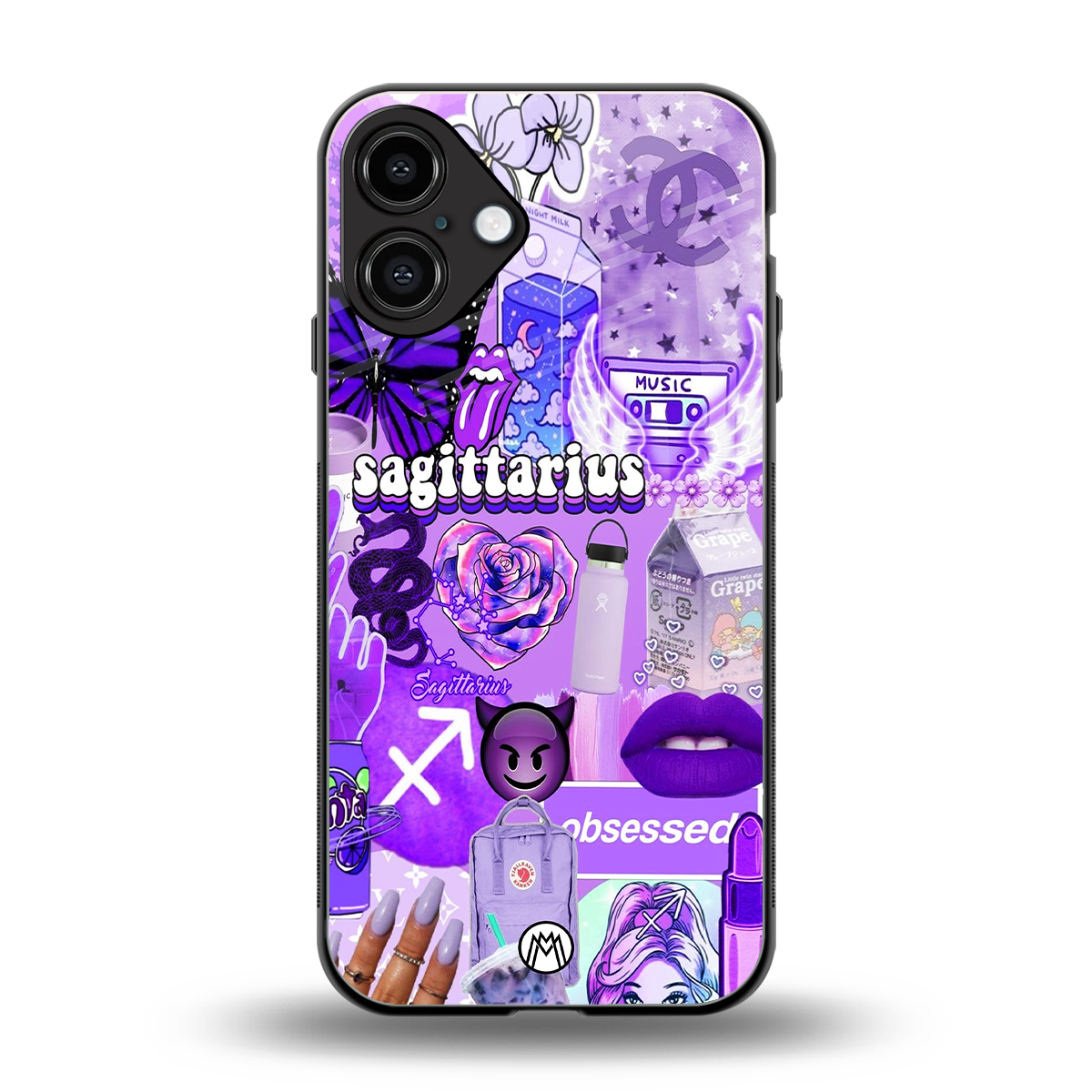 sagittarius aesthetic collage back phone cover | glass case for iphone 16 plus