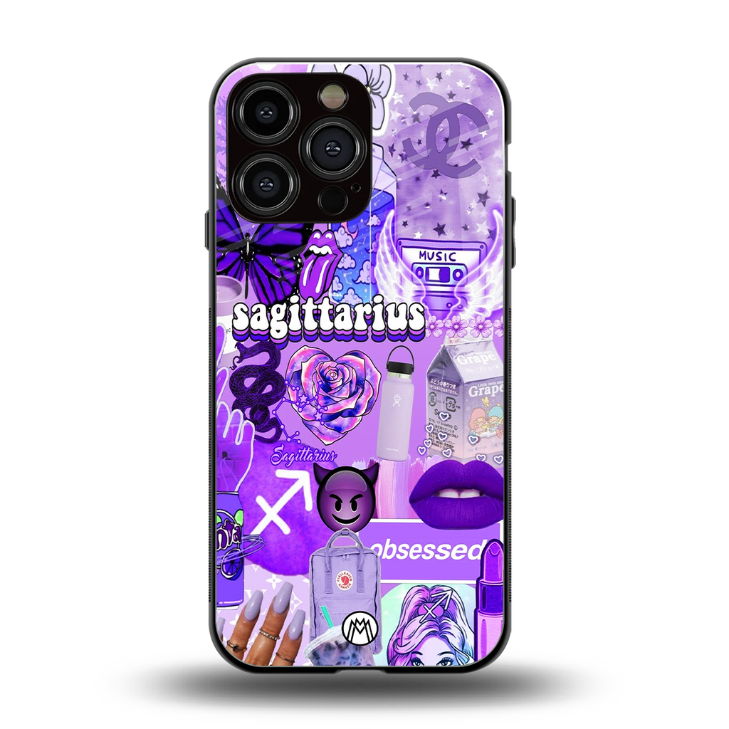 sagittarius aesthetic collage back phone cover | glass case for iphone 16 pro max