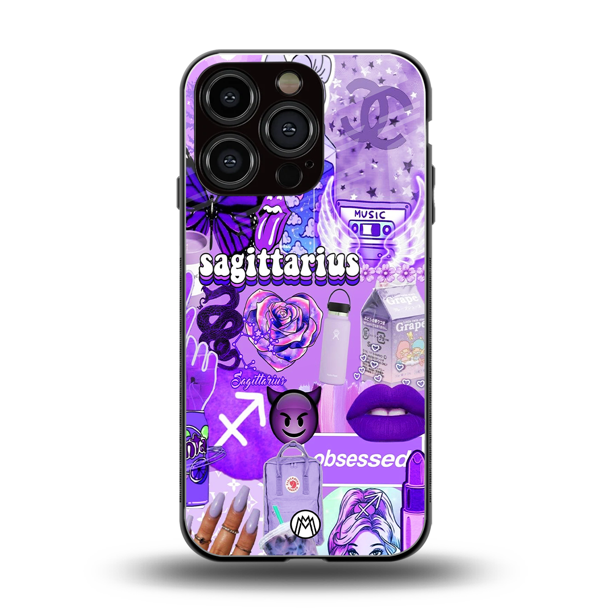 sagittarius aesthetic collage back phone cover | glass case for iphone 16 pro