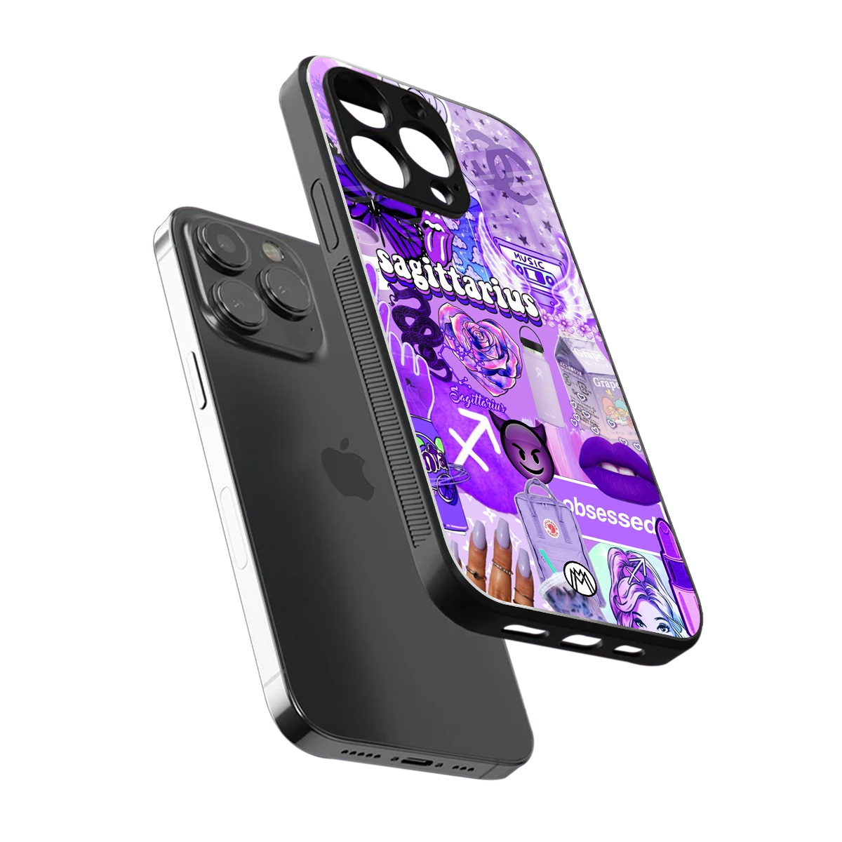 sagittarius aesthetic collage back phone cover | glass case for iphone 16 pro