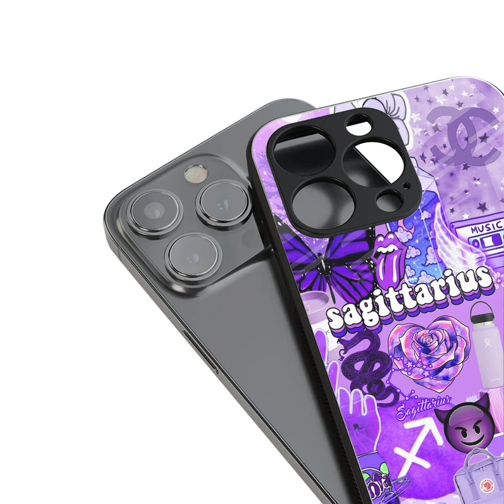 sagittarius aesthetic collage back phone cover | glass case for iphone 14 pro max