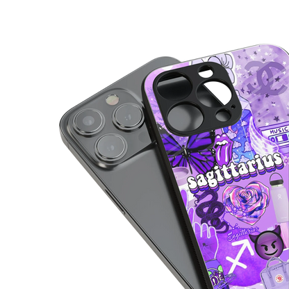 sagittarius aesthetic collage back phone cover | glass case for iphone 14 pro max
