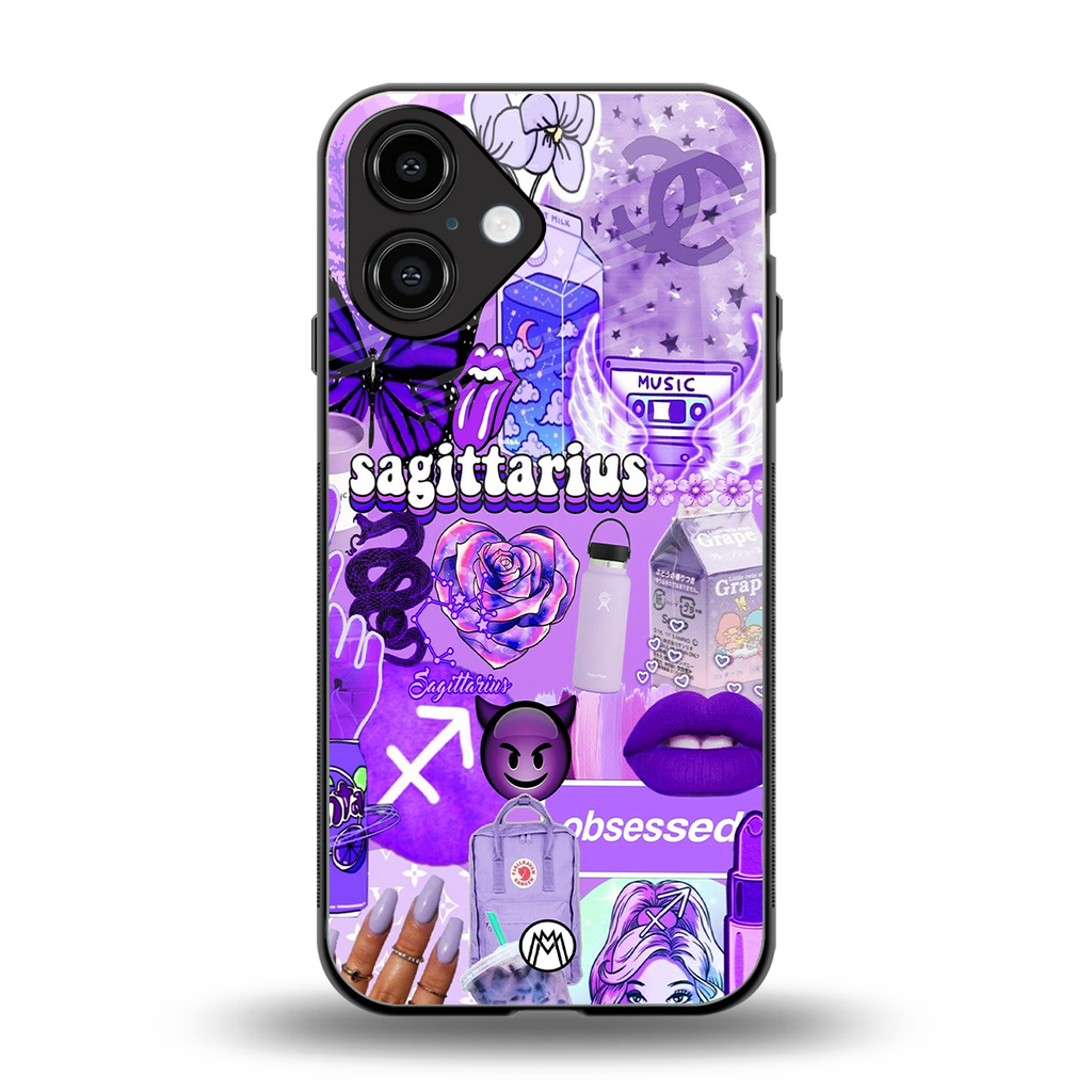 sagittarius aesthetic collage back phone cover | glass case for iphone 16