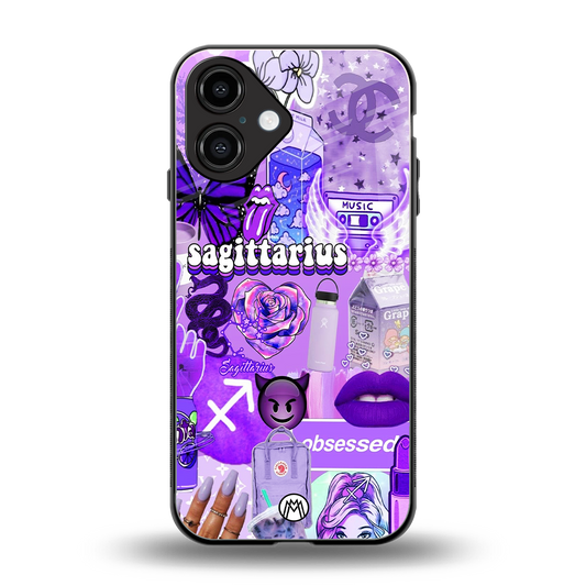 sagittarius aesthetic collage back phone cover | glass case for iphone 16