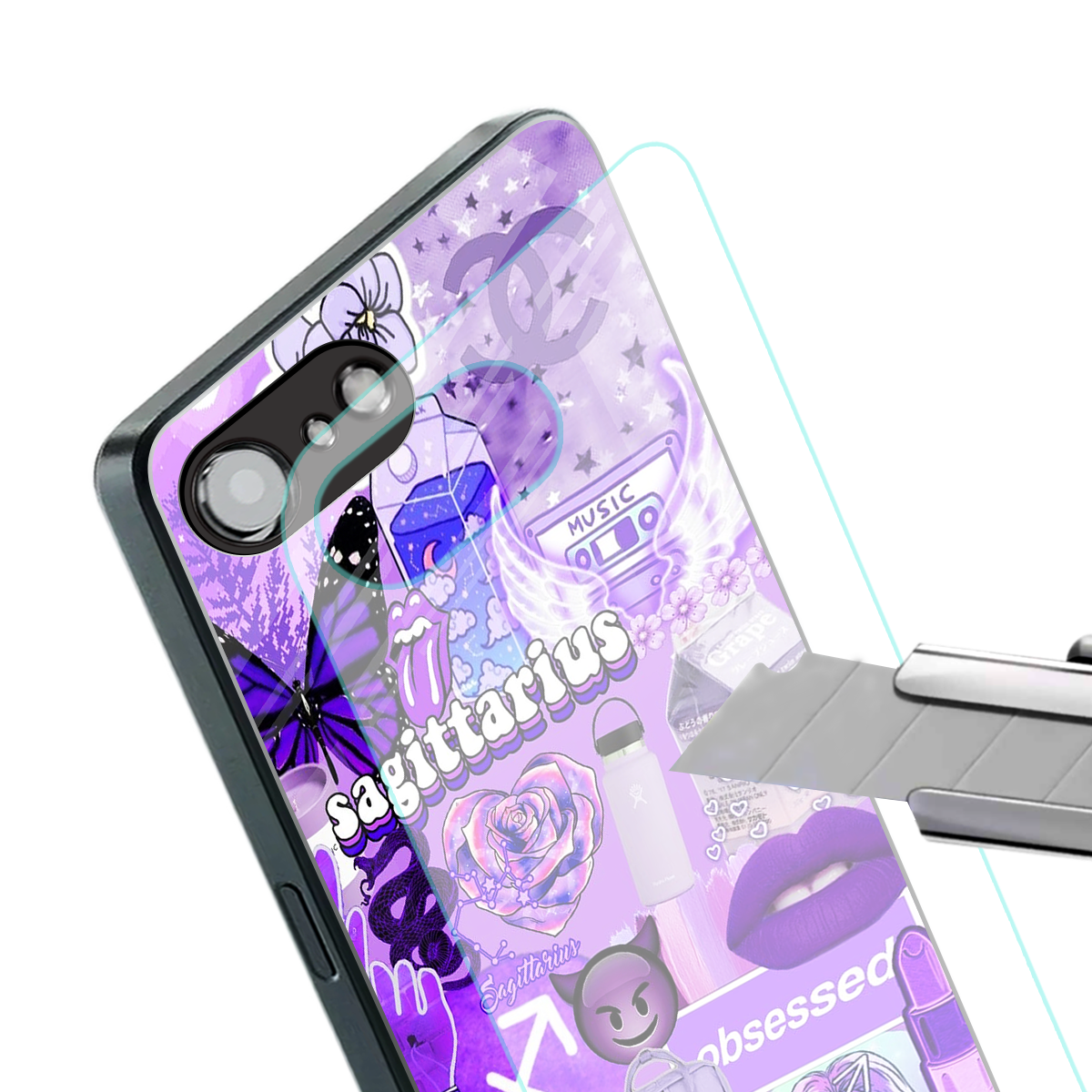 sagittarius aesthetic collage back phone cover | glass case for iphone 16e