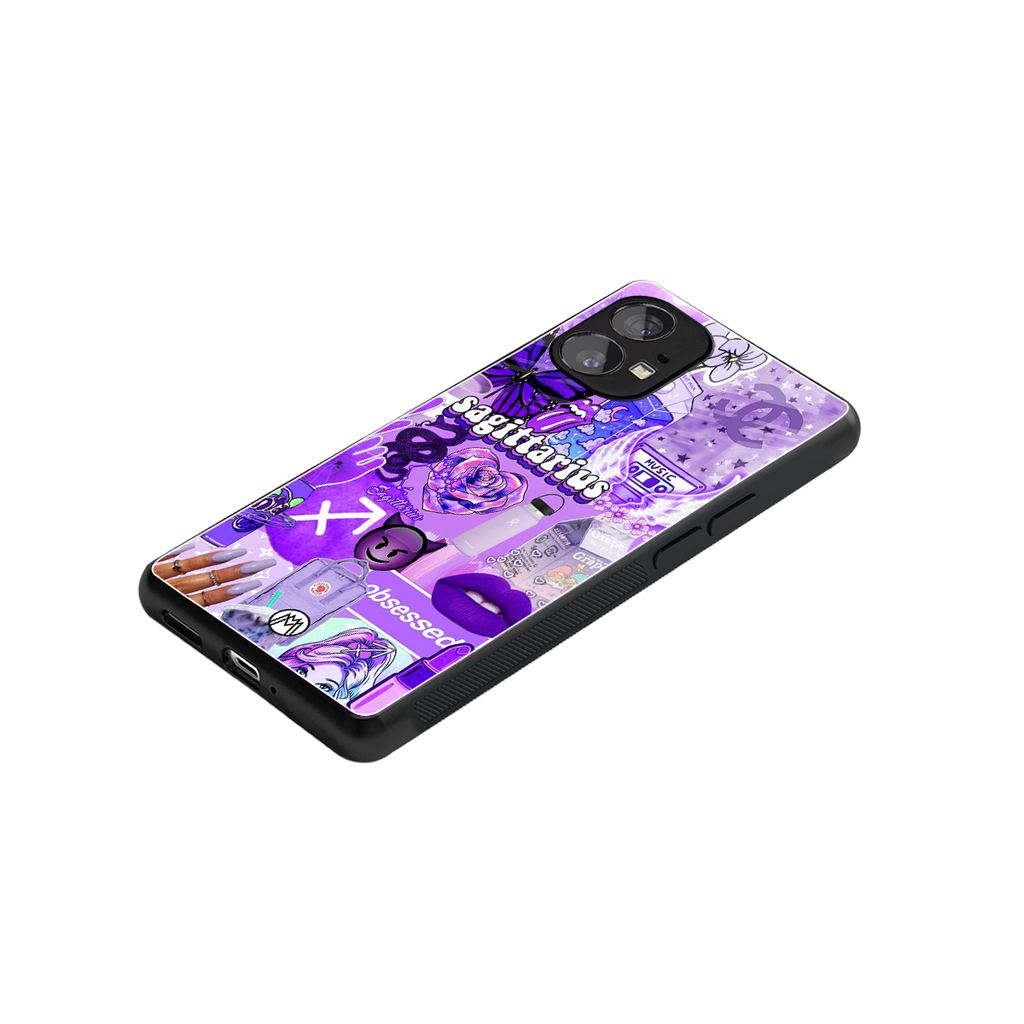 sagittarius aesthetic collage back phone cover | glass case for nothing phone 1