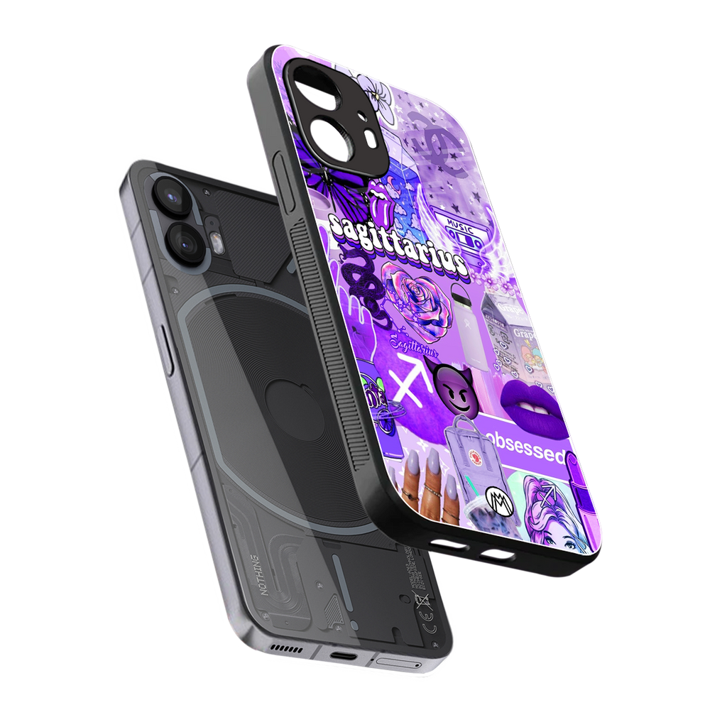 sagittarius aesthetic collage back phone cover | glass case for nothing phone 2