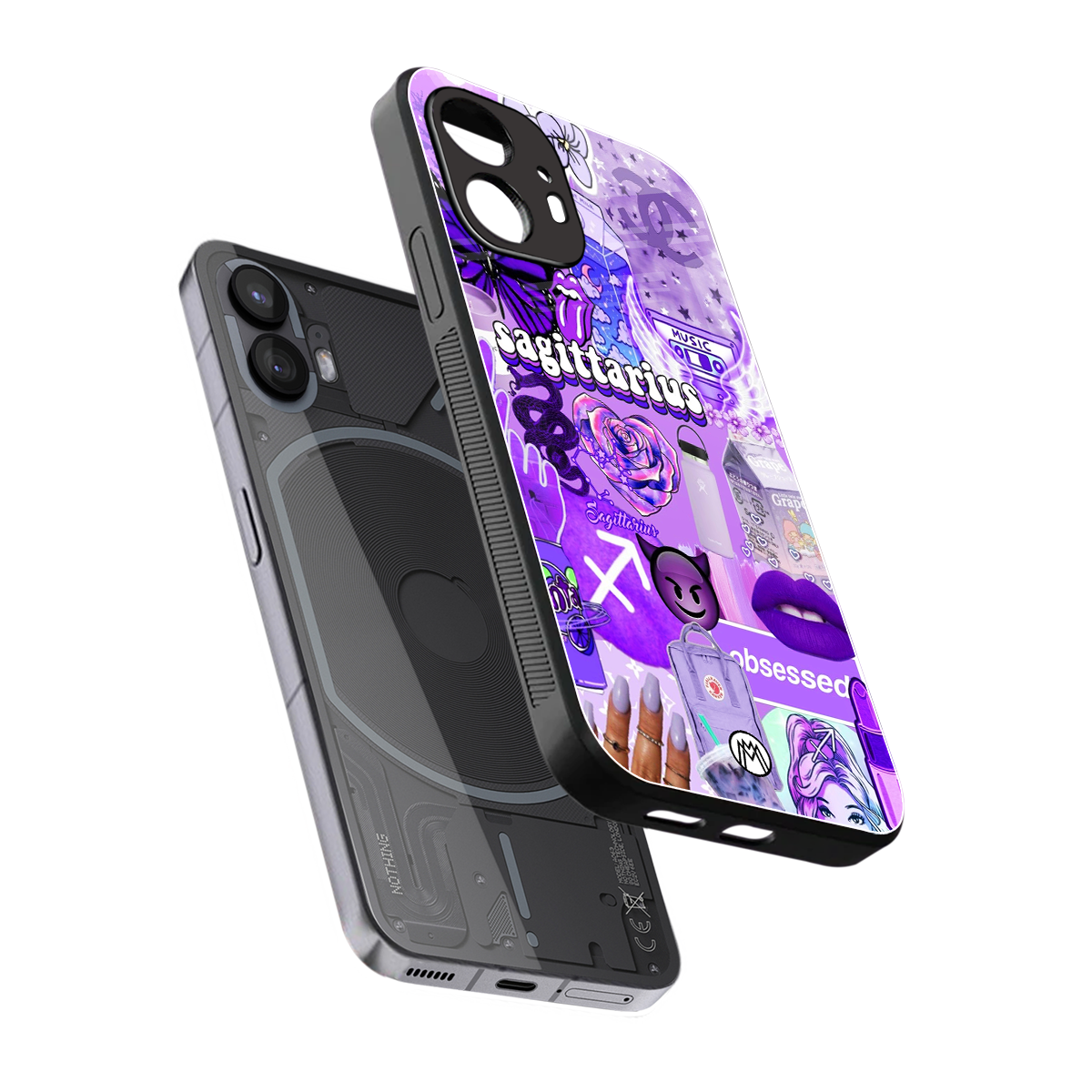 sagittarius aesthetic collage back phone cover | glass case for nothing phone 2