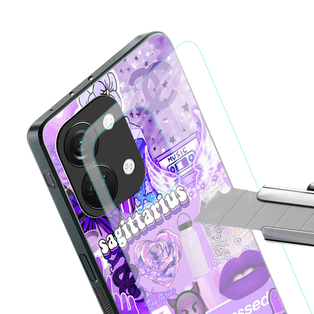 sagittarius aesthetic collage back phone cover | glass case for oneplus nord 3