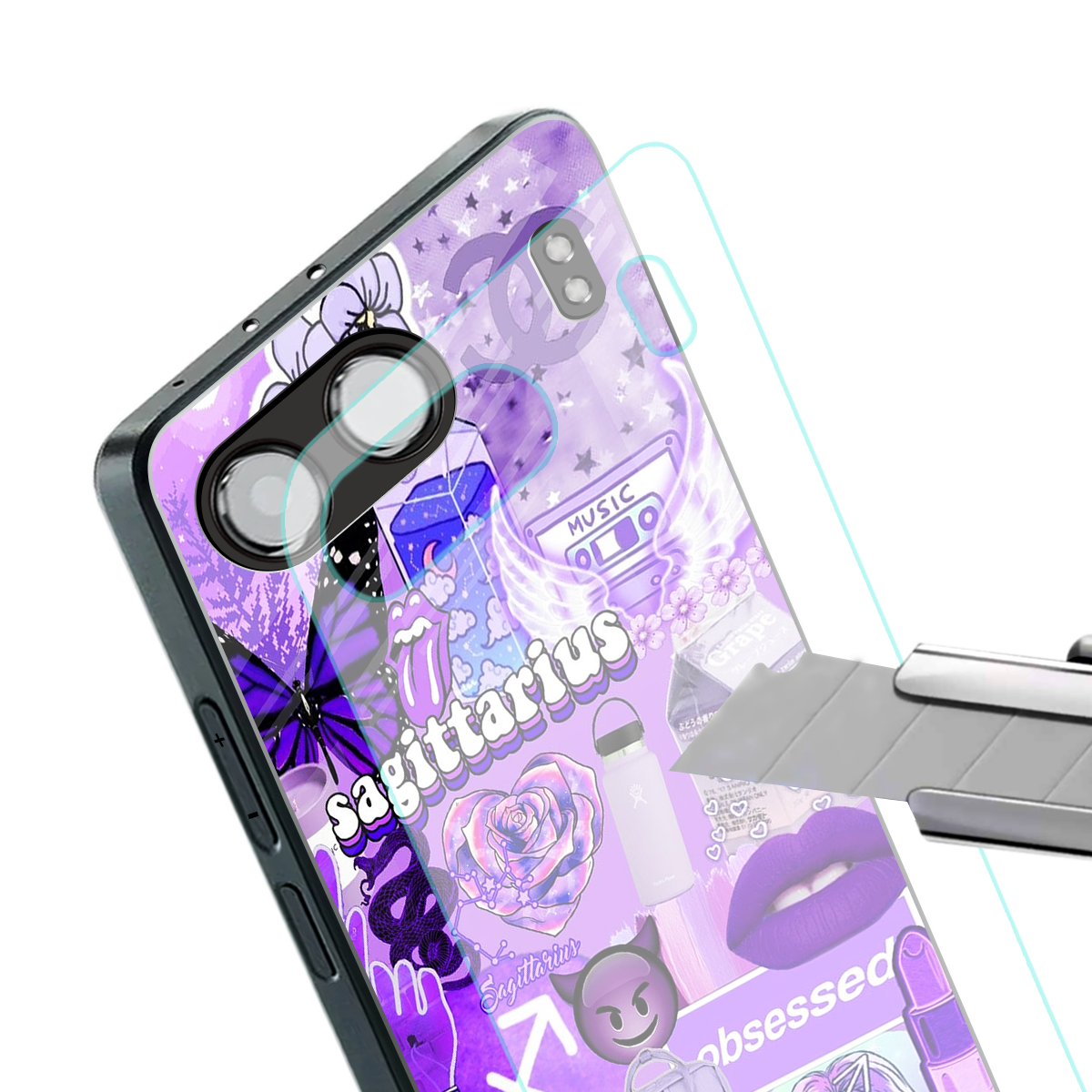 sagittarius aesthetic collage back phone cover | glass case for oneplus nord 4