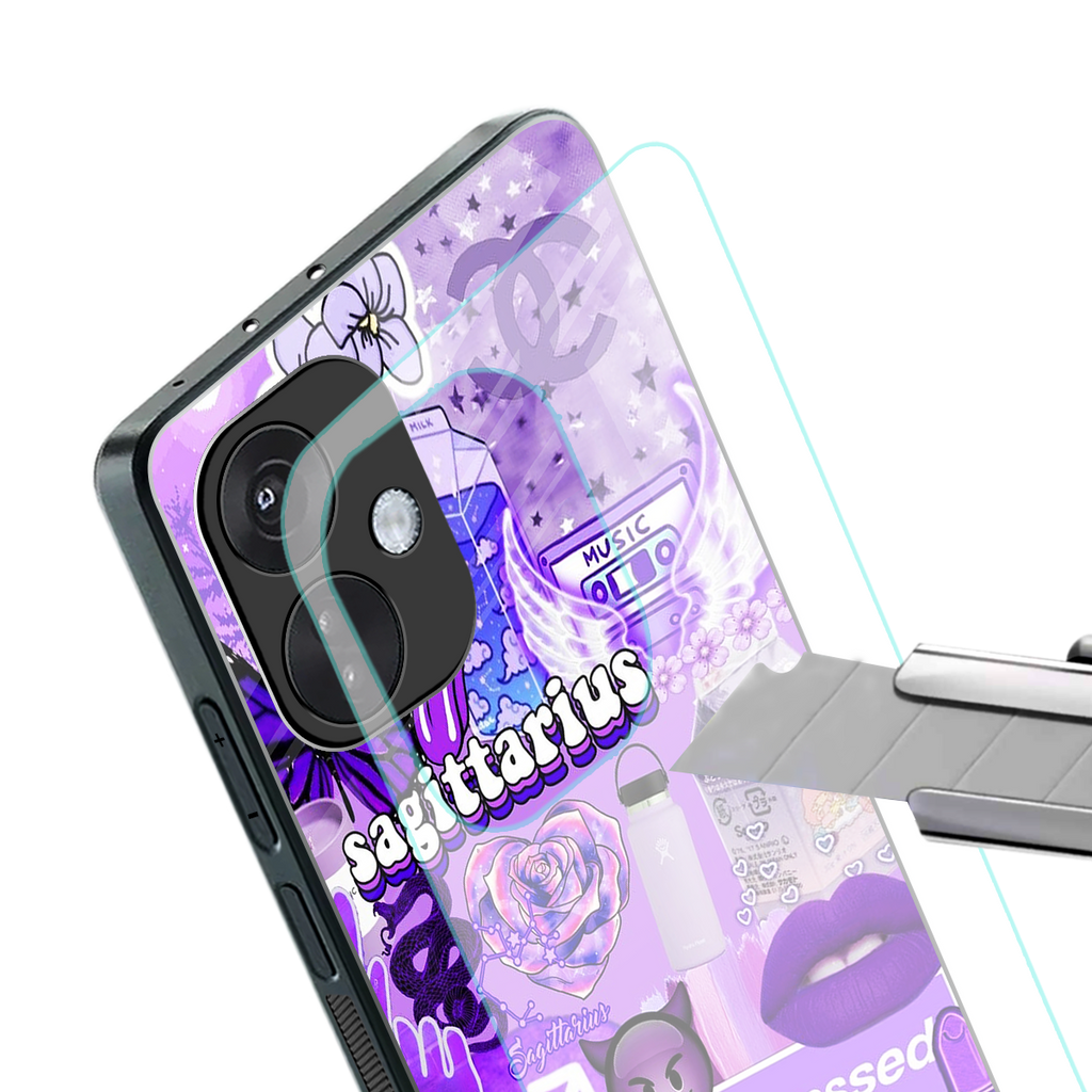 sagittarius aesthetic collage back phone cover | glass case for oneplus nord ce 3
