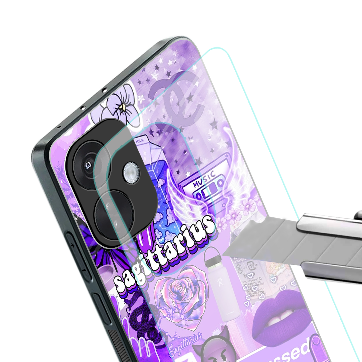 sagittarius aesthetic collage back phone cover | glass case for oneplus nord ce 3