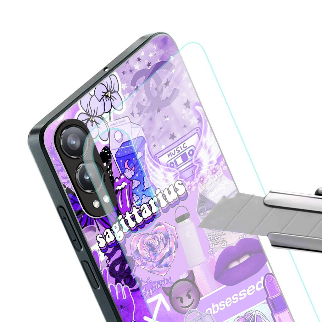 sagittarius aesthetic collage back phone cover | glass case for oneplus nord ce 4 lite