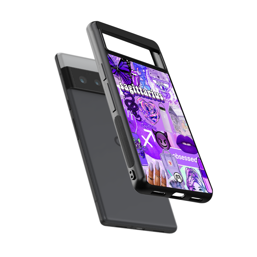 sagittarius aesthetic collage back phone cover | glass case for google pixel 6 pro