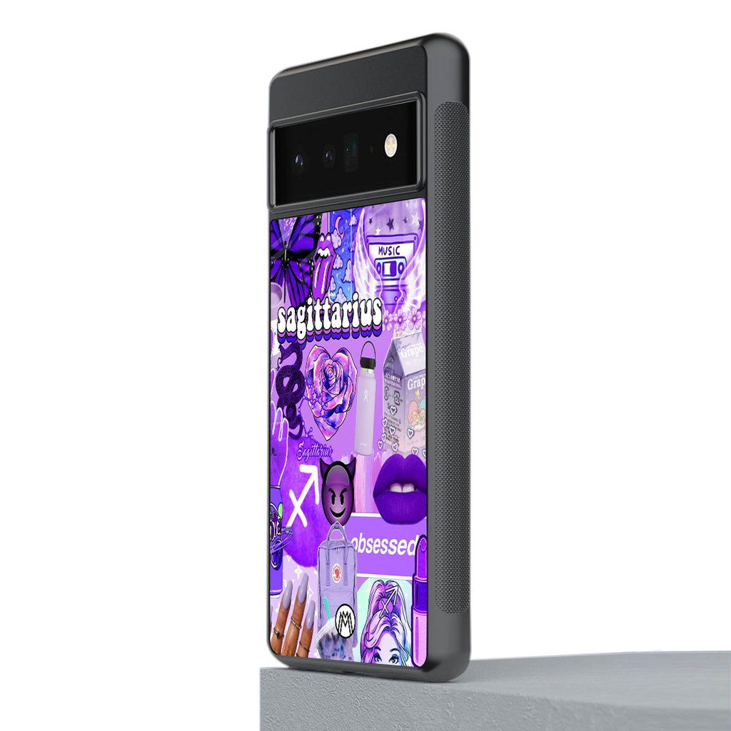 sagittarius aesthetic collage back phone cover | glass case for google pixel 6 pro
