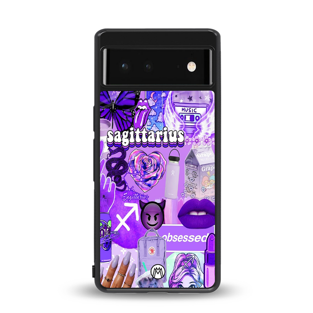 sagittarius aesthetic collage back phone cover | glass case for google pixel 6