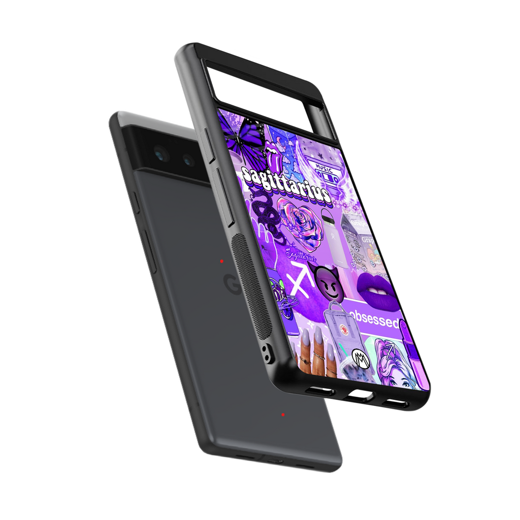 sagittarius aesthetic collage back phone cover | glass case for google pixel 6