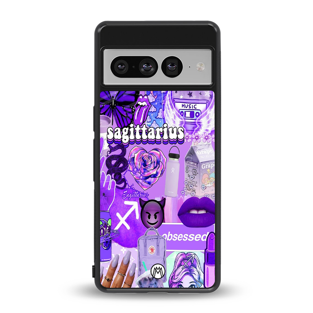 sagittarius aesthetic collage back phone cover | glass case for google pixel 7 pro