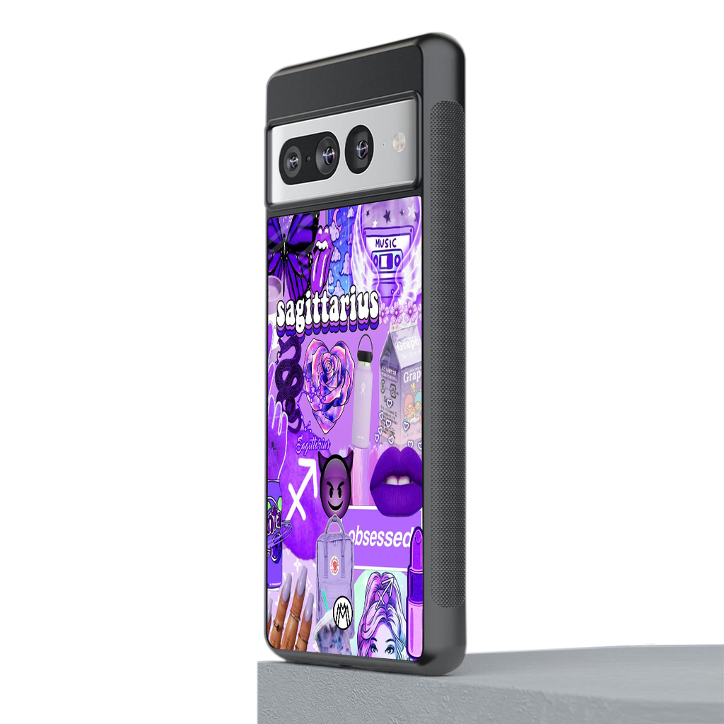 sagittarius aesthetic collage back phone cover | glass case for google pixel 7 pro