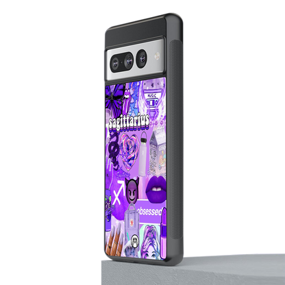 sagittarius aesthetic collage back phone cover | glass case for google pixel 7 pro
