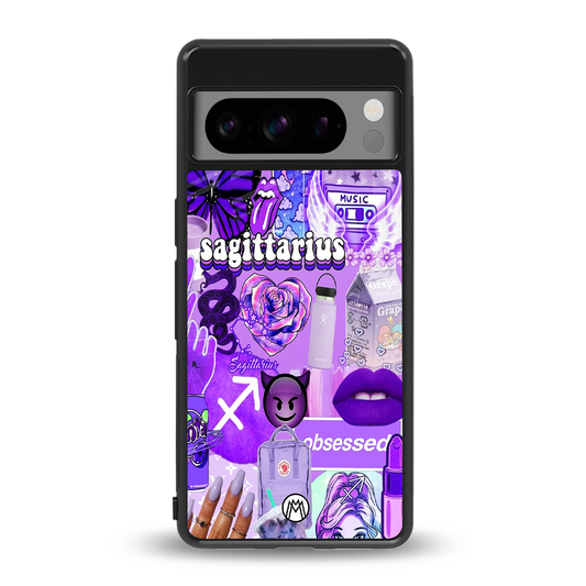 sagittarius aesthetic collage back phone cover | glass case for google pixel 8 pro