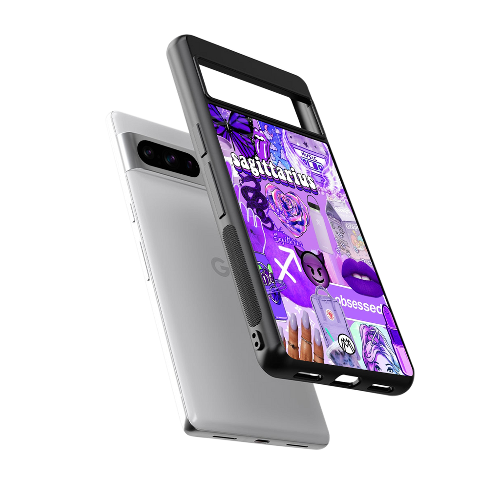 sagittarius aesthetic collage back phone cover | glass case for google pixel 8 pro