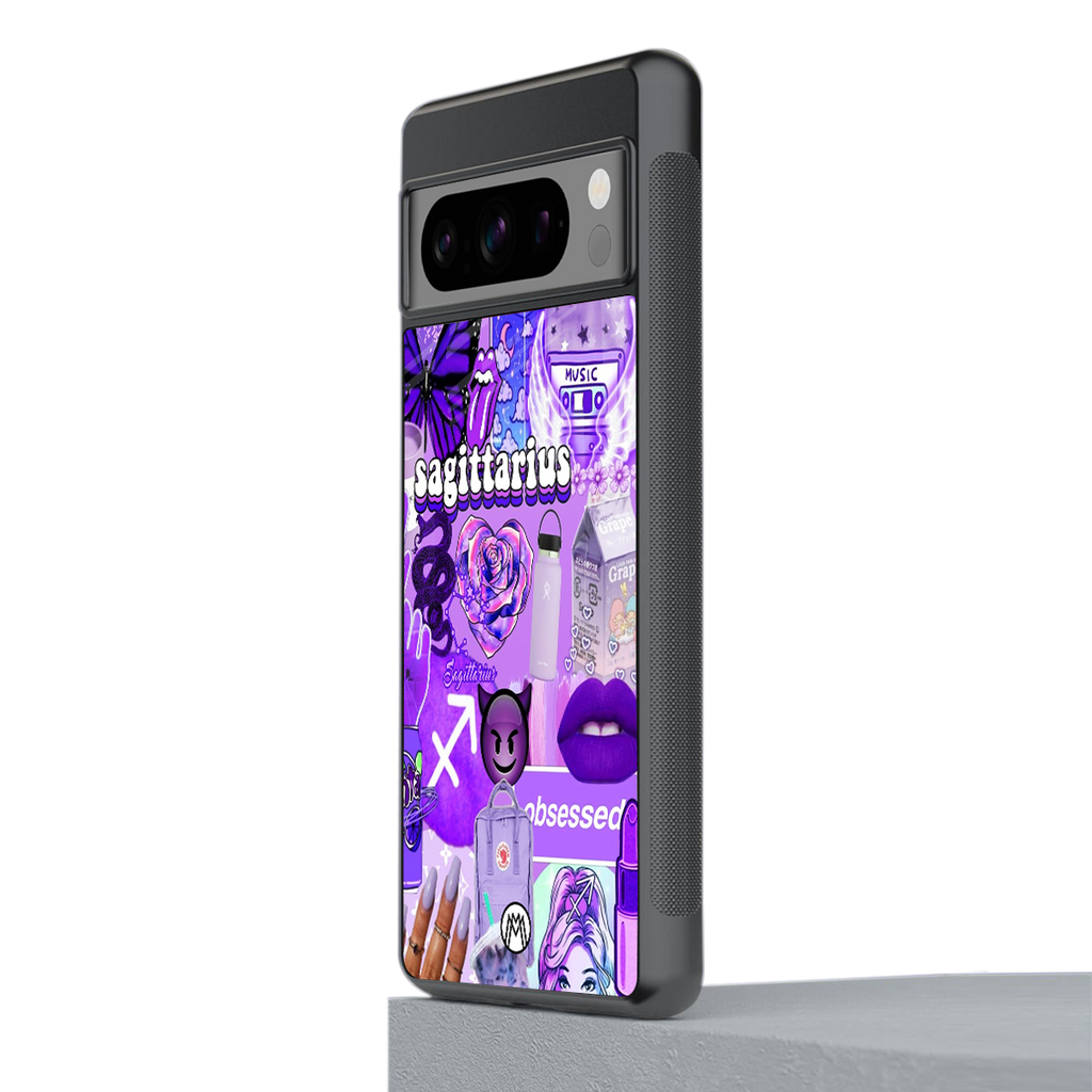 sagittarius aesthetic collage back phone cover | glass case for google pixel 8 pro