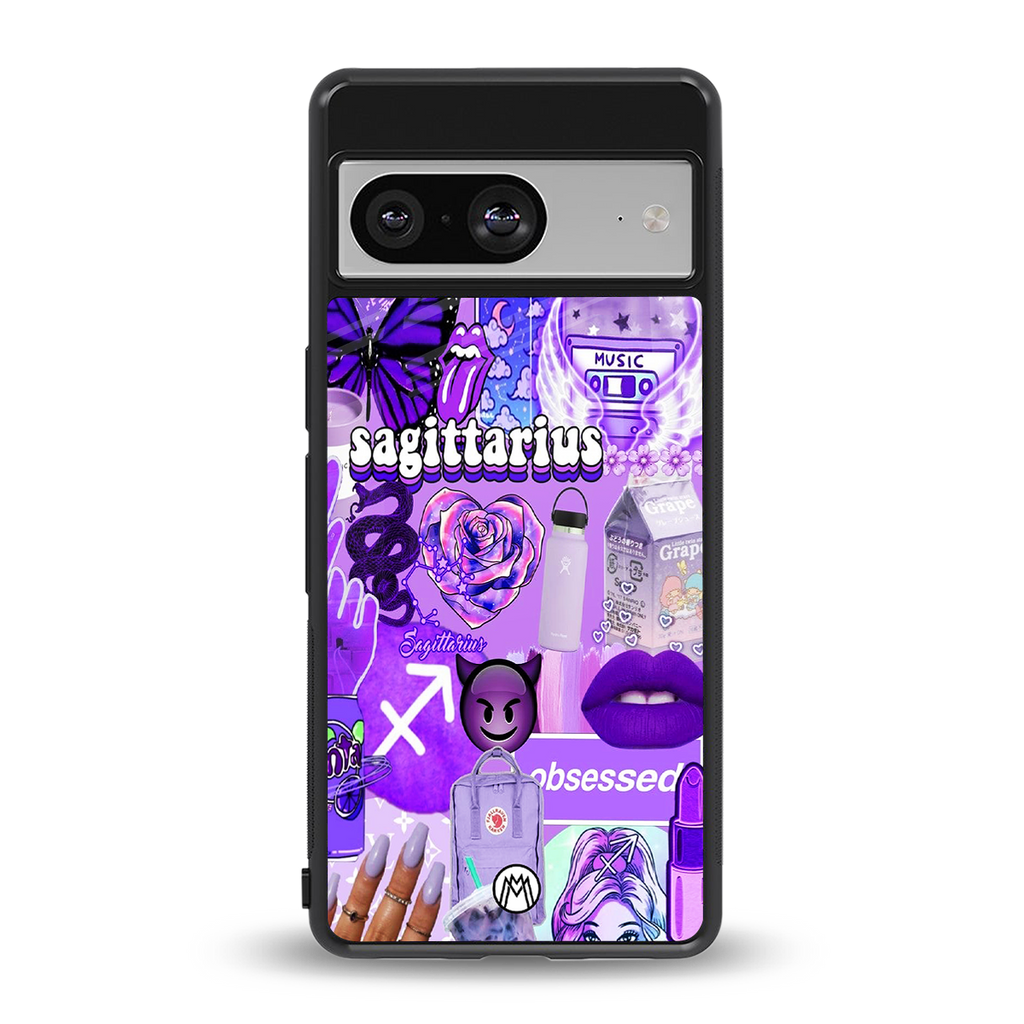 sagittarius aesthetic collage back phone cover | glass case for Google Pixel 8