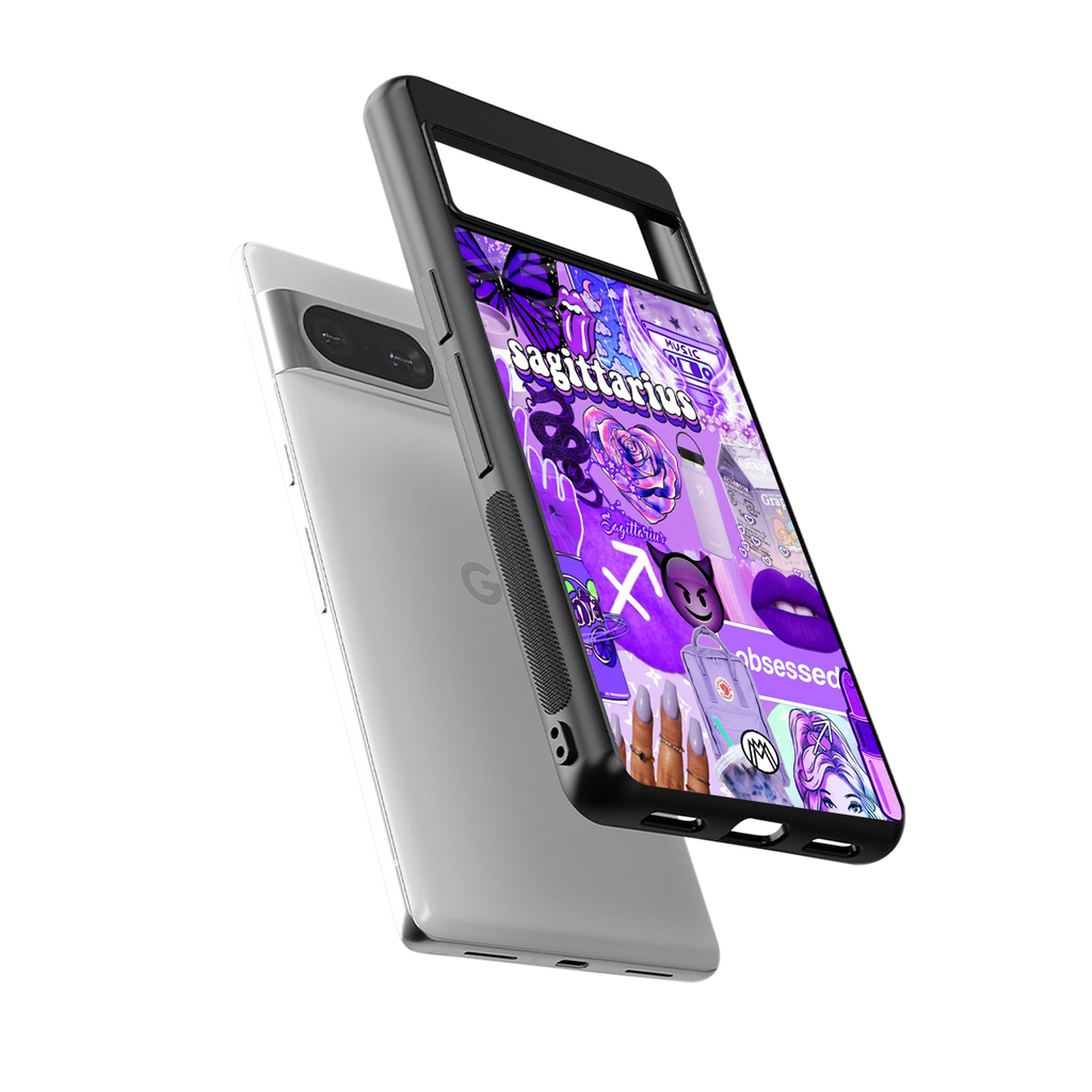 sagittarius aesthetic collage back phone cover | glass case for Google Pixel 8